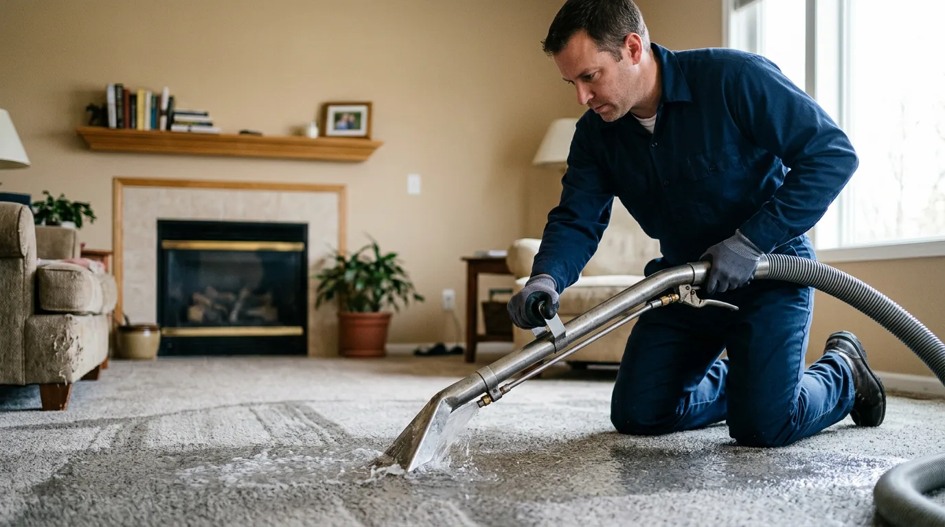 Water damage restoration technician working near Hamden, OH